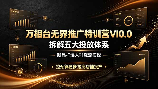 万相台无界推广特训营VI0.0,拆解五大投放体系,新品打爆人群截流实操,控预算稳步拉高店铺投产-缘梦网创